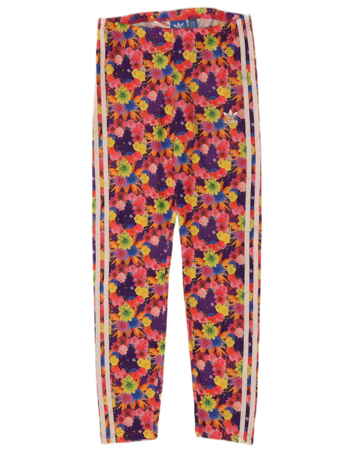 ADIDAS Girls Leggings 13-14 Years  Multicoloured Floral Polyester