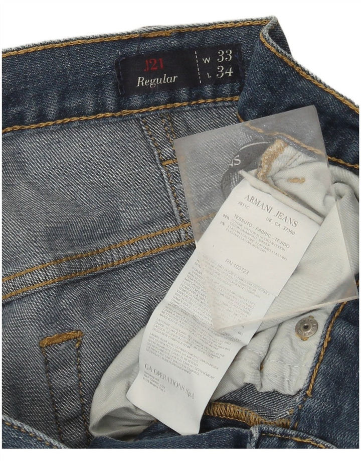 Armani Jeans Muške obične ravne traperice W33 L30 plavi pamuk