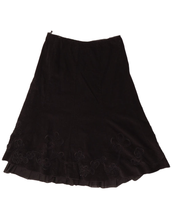 Marks & Spencer ženska suknja od samta UK 16 velika W34 crni cvjetni pamuk