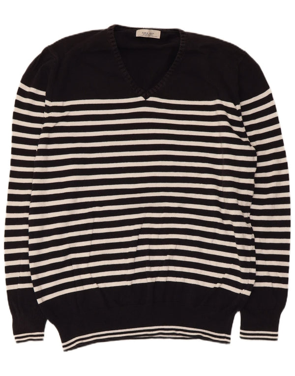 Zara muški pulover s V-izrezom XL crne pruge