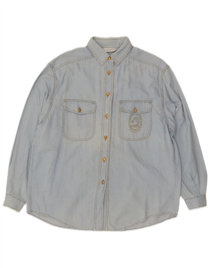 Roccobarocco ženska prevelika traper košulja IT 42 Srednje plavi pamuk