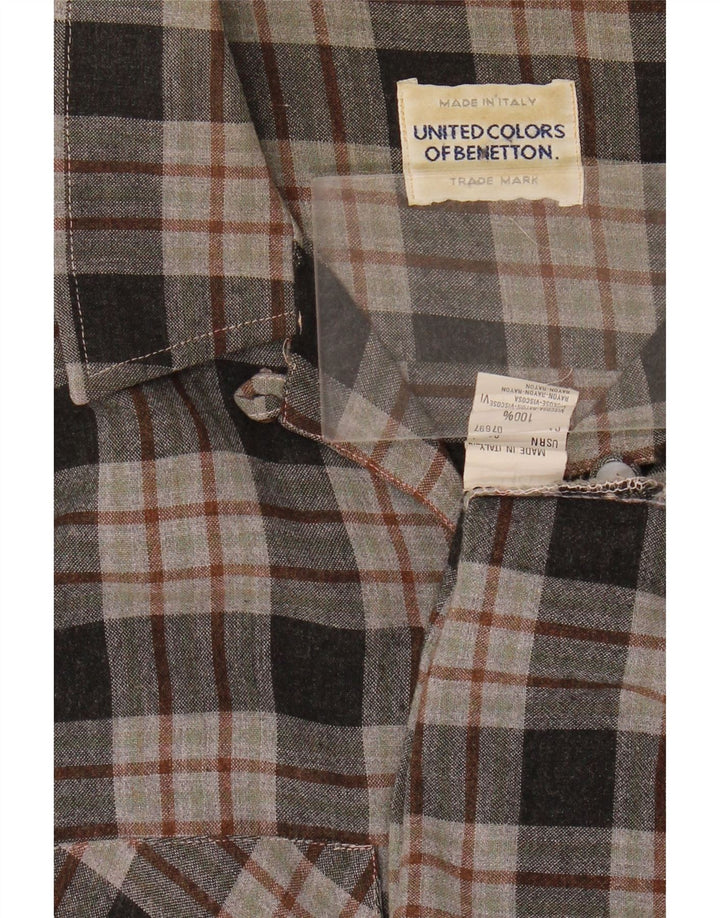 Benetton ženska košulja od flanela UK 12 srednje siva karirana viskoza