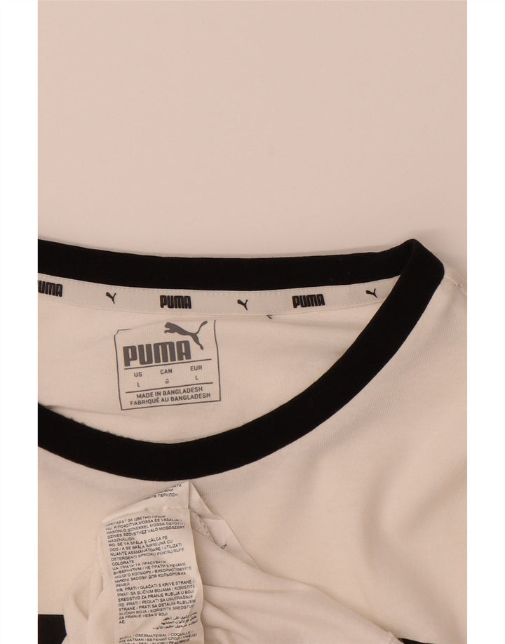 PUMA Mens Graphic T-Shirt Top Large White Cotton Vintage Puma and Second-Hand Puma from Messina Hembry 
