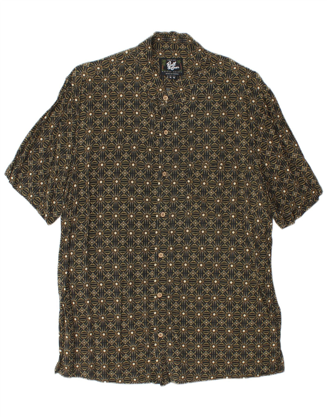 Pull & Bear muška košulja kratkih rukava XL kaki geometrijski