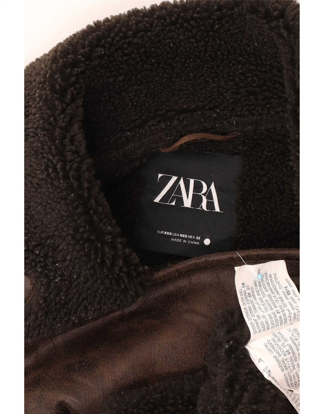 Zara ženska prevelika Sherpa jakna UK 2 2XS smeđi poliester