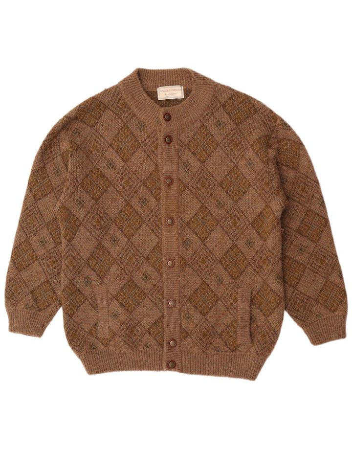 Angelo Greco Mens By Simona Kardigan pulover Large Brown Argyle/Diamond