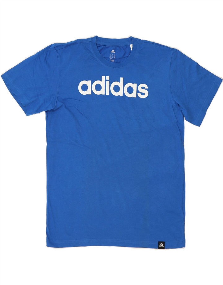 ADIDAS Mens Climalite Graphic T-Shirt Top Medium Blue Cotton Vintage Adidas and Second-Hand Adidas from Messina Hembry 