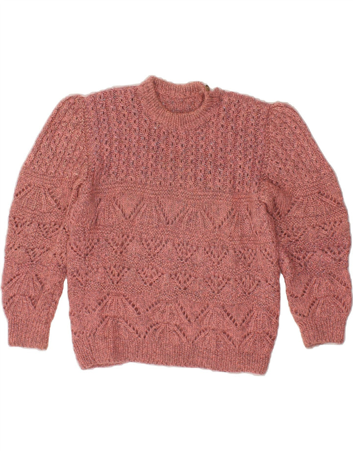 VINTAGE Womens Crew Neck Jumper Sweater UK 12 Medium Pink Vintage Vintage and Second-Hand Vintage from Messina Hembry 