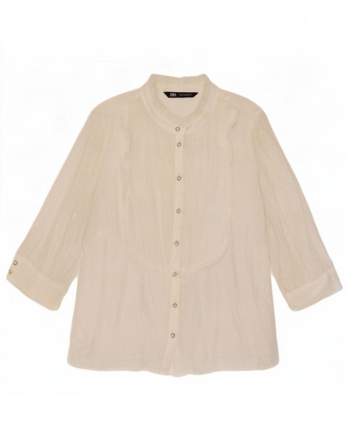 Zara ženska prozirna košulja bluza 3/4 rukava UK 14 srednje bijela