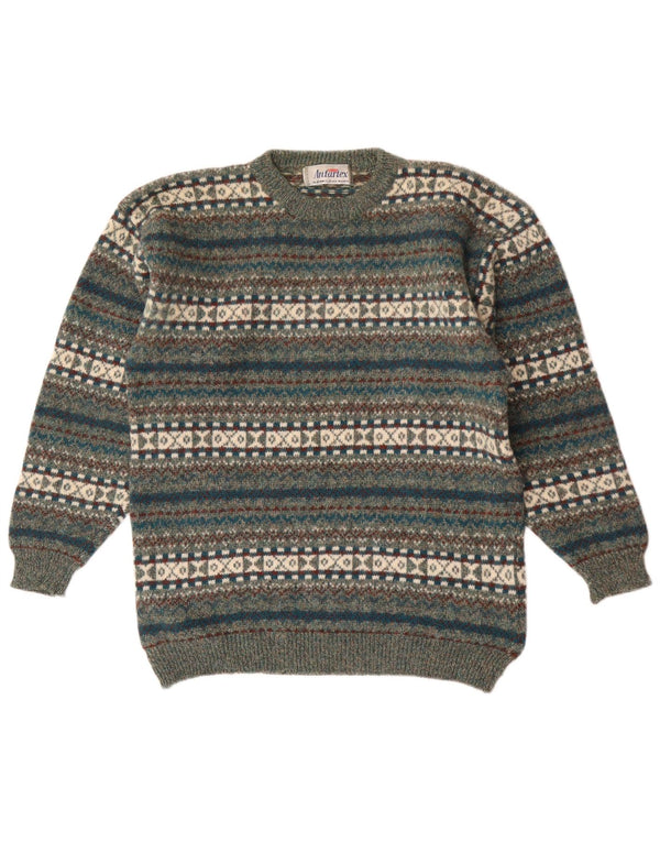 Antartex muški džemper s okruglim izrezom XL Green Fair Isle Wool