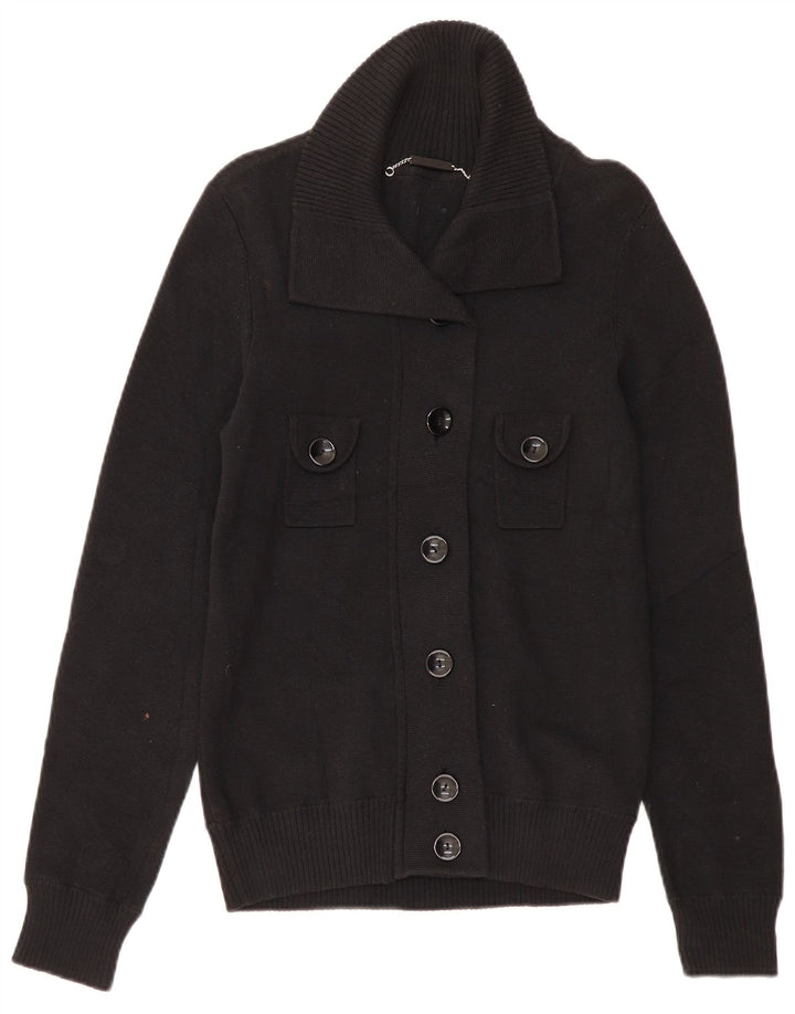 ARMANI JEANS Ženski džemper kardigan UK 12 Srednji crni pamuk