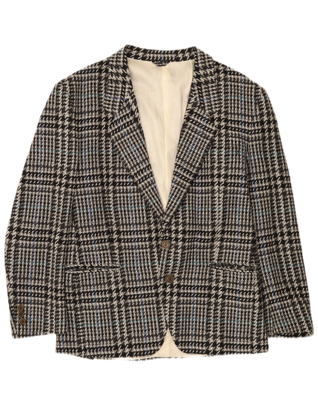 Tiglio muška jakna sa 2 gumba IT 50 Large Gray Houndstooth Djevičanska vuna