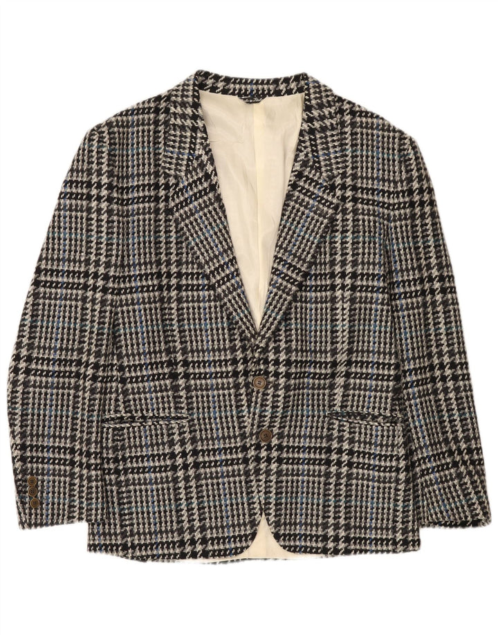 Tiglio muška jakna sa 2 gumba IT 50 Large Gray Houndstooth Djevičanska vuna