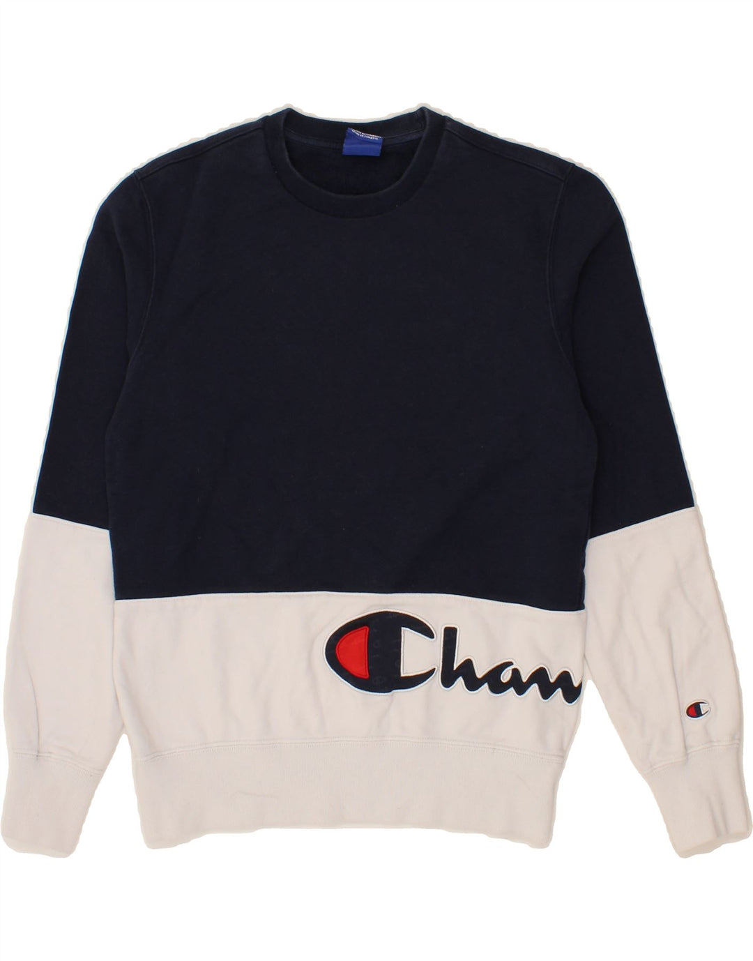 CHAMPION Womens Graphic Sweatshirt Jumper UK 10 Small Navy Blue Vintage Champion and Second-Hand Champion from Messina Hembry 
