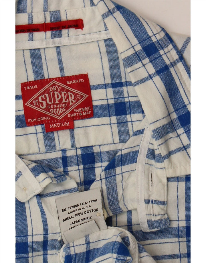 SUPERDRY Mens Short Sleeve Shirt Medium Blue Check Cotton Vintage Superdry and Second-Hand Superdry from Messina Hembry 