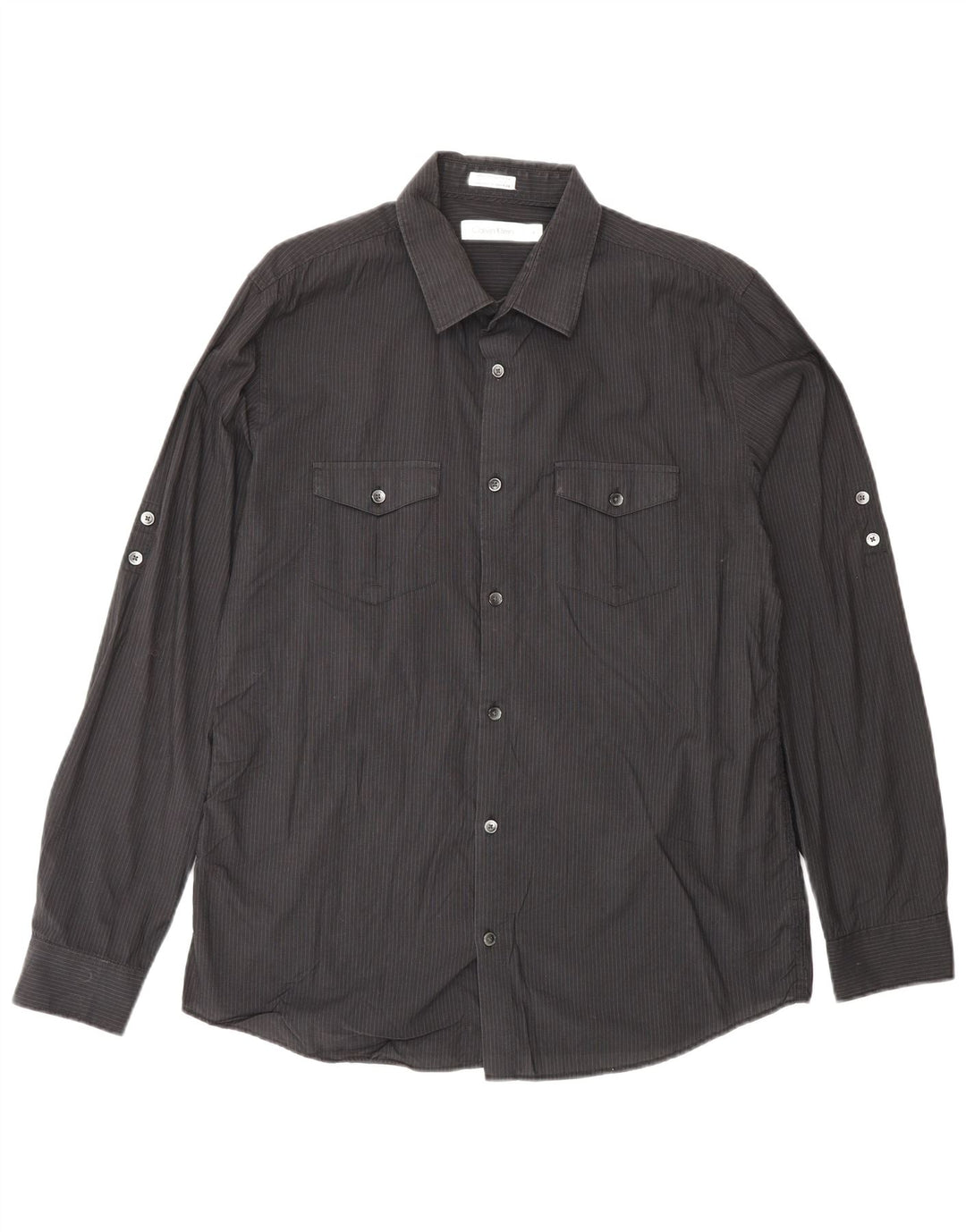 CALVIN KLEIN Muška košulja srednje veličine, pamuk na crne pruge