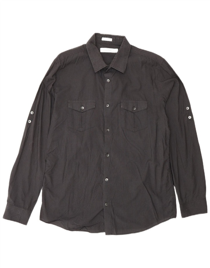 CALVIN KLEIN Muška košulja srednje veličine, pamuk na crne pruge