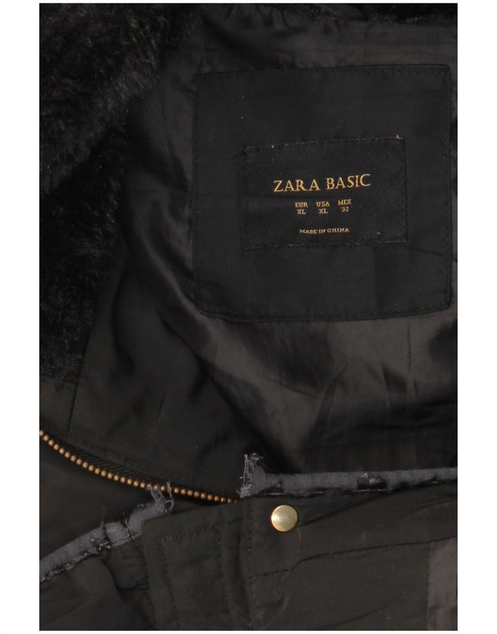 Zara ženska podstavljena jakna UK 18 XL crni poliester