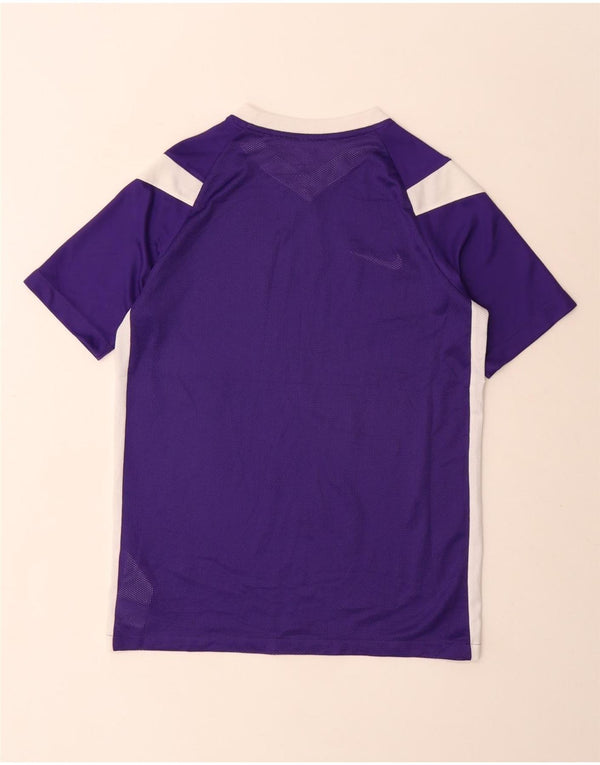 NIKE Boys Dri Fit T-Shirt Top 13-14 Years XL Purple Colourblock Poliester