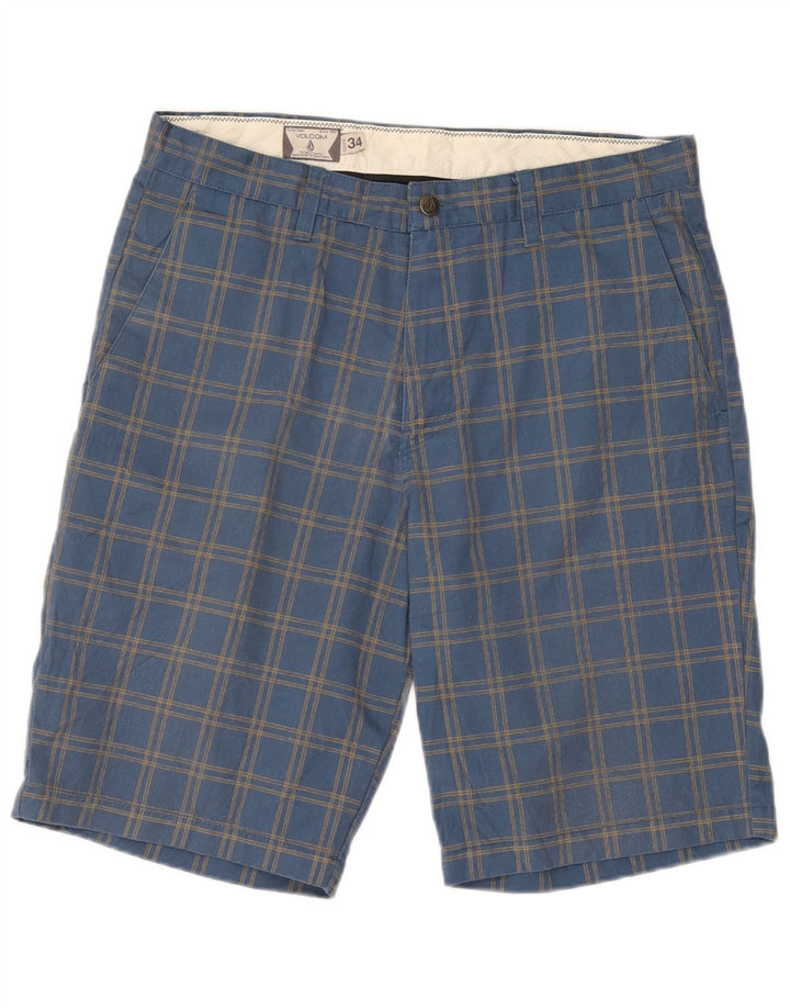 Volcom muške chino kratke hlače W34 veliki plavi karirani poliester