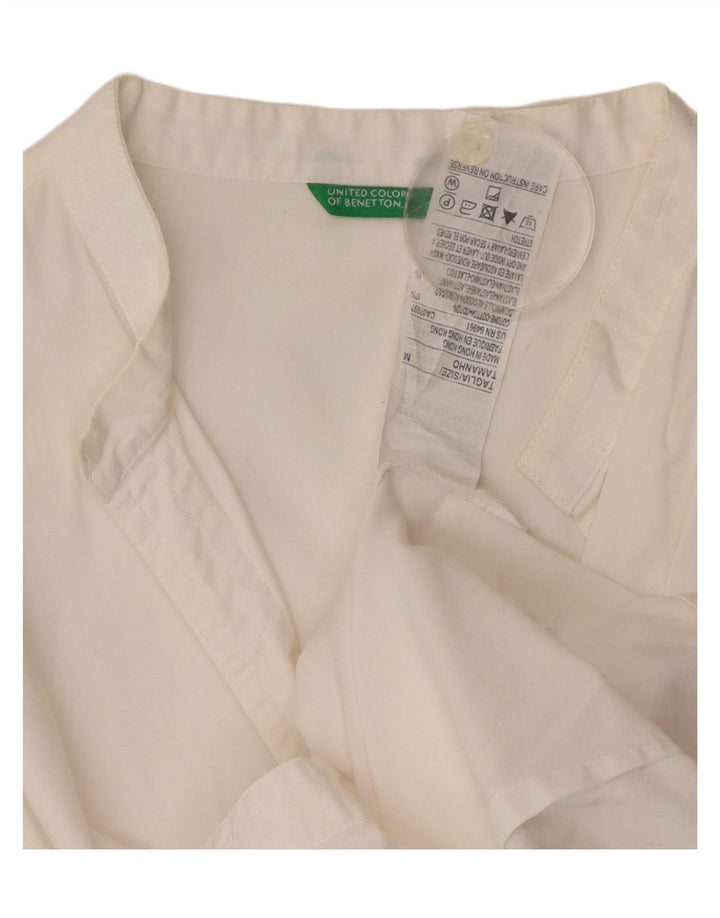 BENETTON Womens Shirt Blouse UK 12 Medium White Cotton