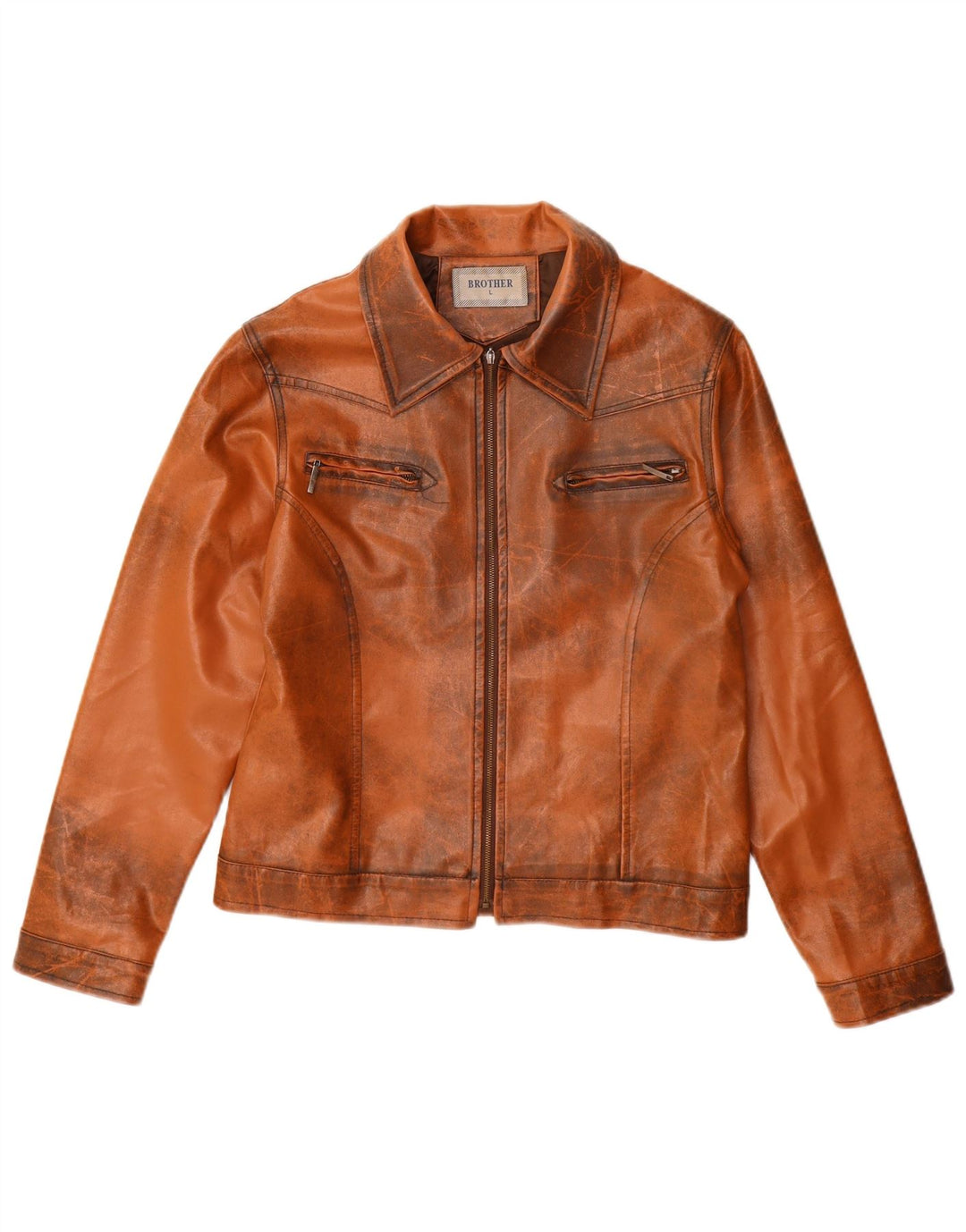 VINTAGE ženska kožna jakna UK 14 velika smeđa