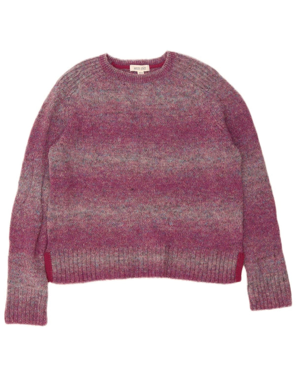 Bijeli ženski džemper s okruglim izrezom UK 10 malih ljubičastih fleka