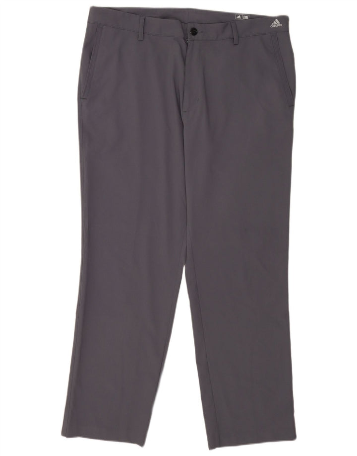 Adidas muške golf ravne chino hlače W36 L30 sivi poliester