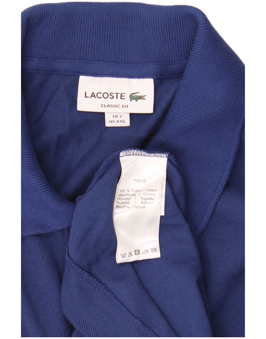 LACOSTE Muška klasična polo majica veličine 7 2XL, plavi pamuk