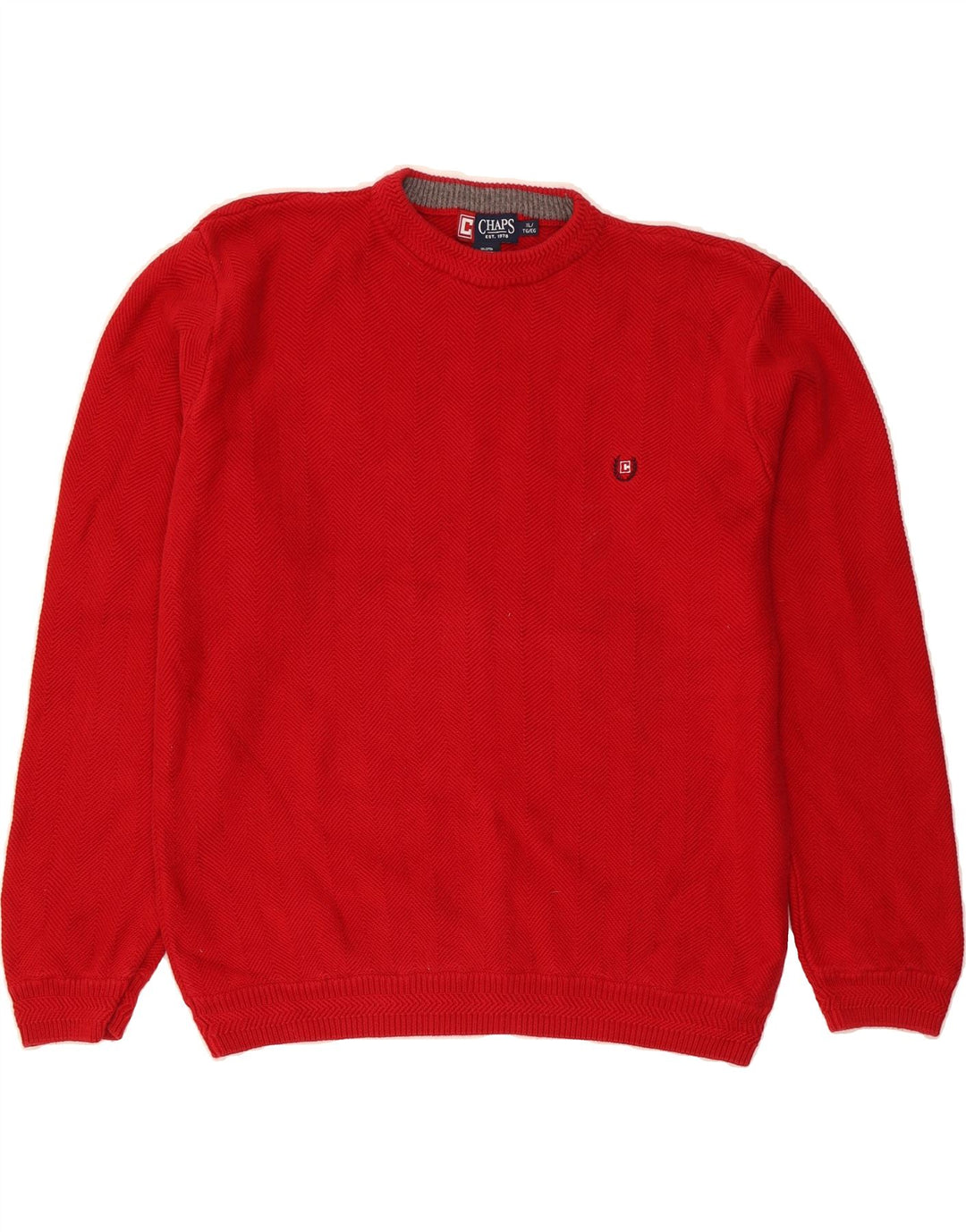 CHAPS Mens Crew Neck Jumper Sweater XL Red Cotton Vintage Chaps and Second-Hand Chaps from Messina Hembry 