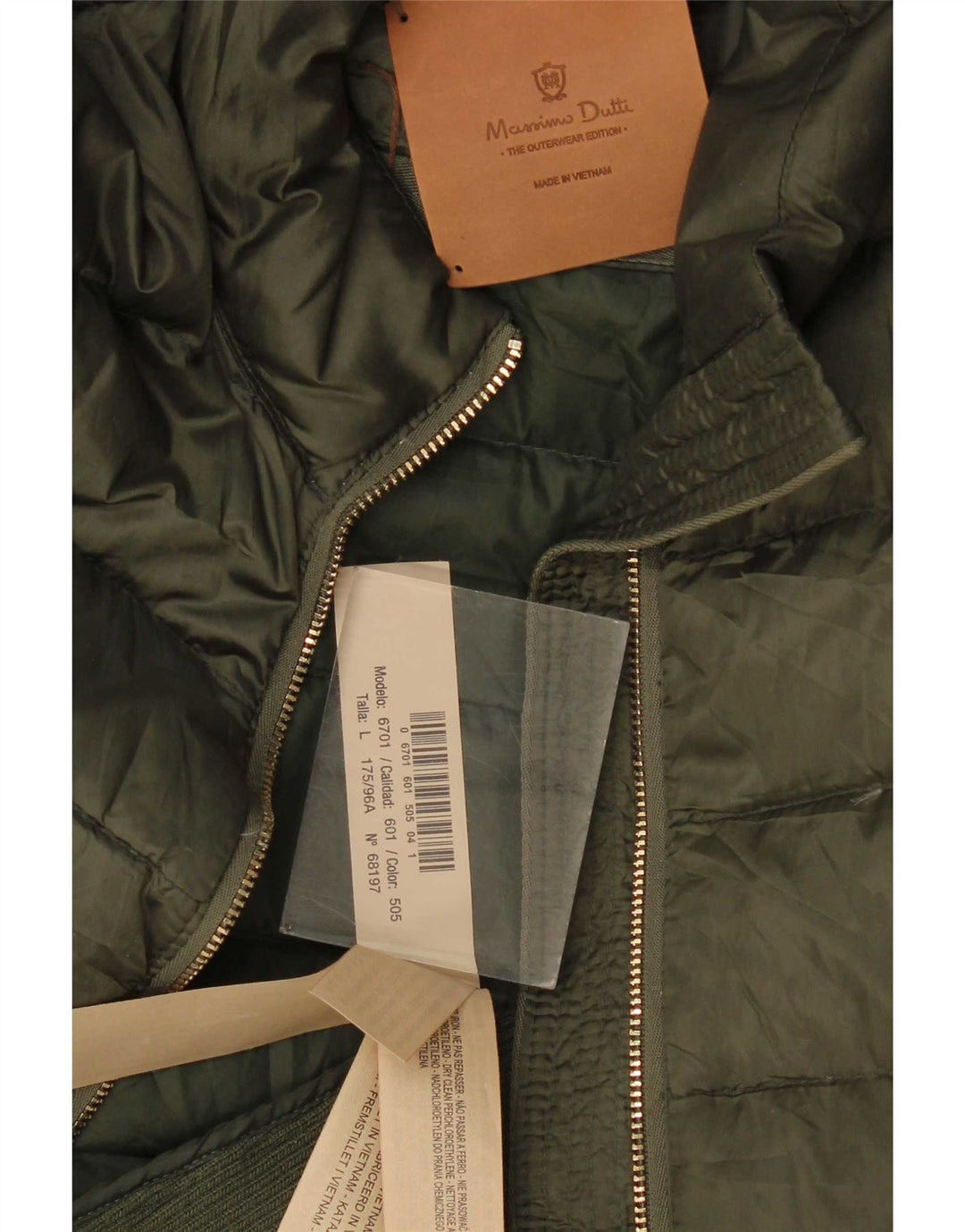 Ženska podstavljena jakna Massimo Dutti UK 14 veliki kaki poliester