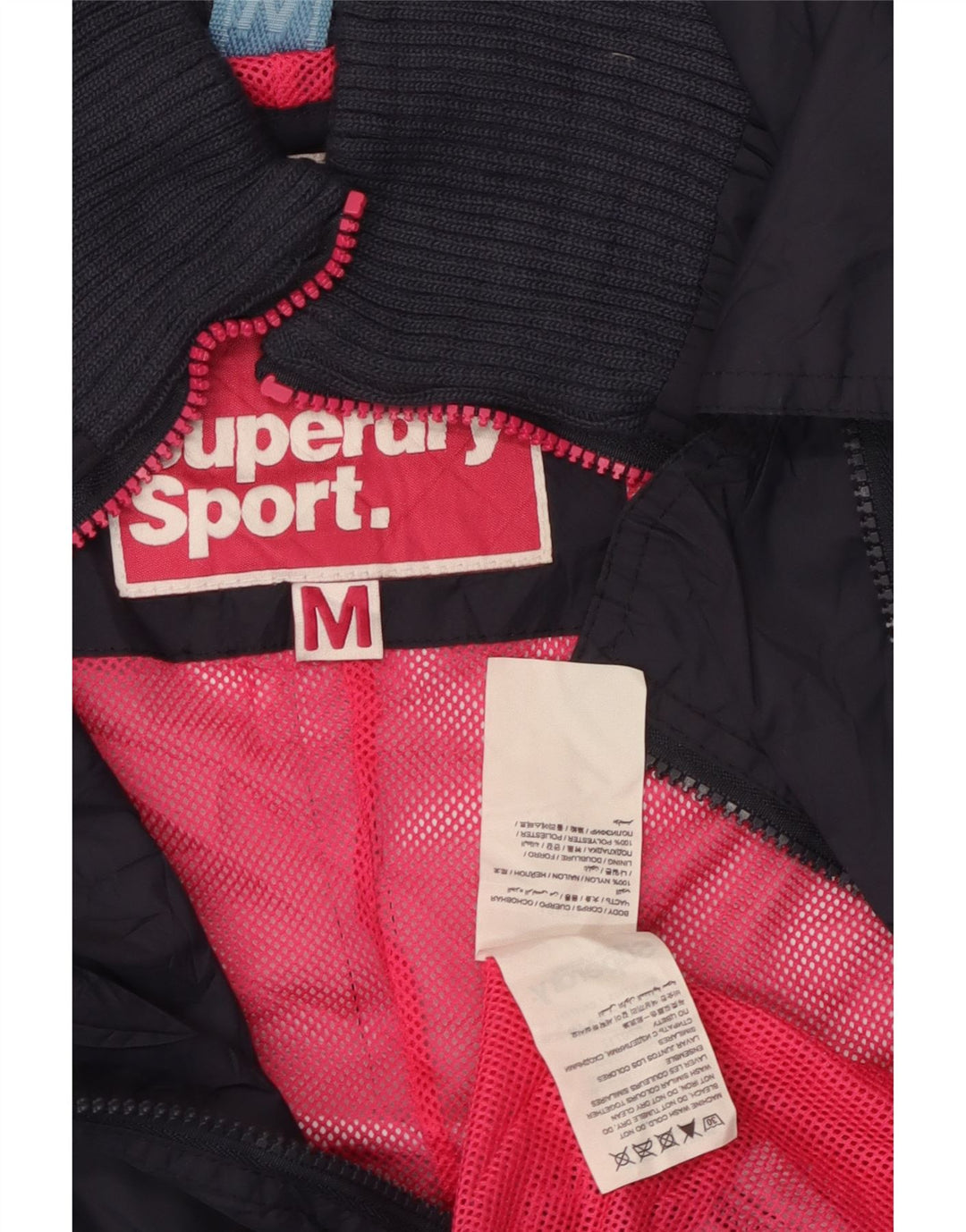 Superdry ženska kišna jakna s dvostrukim kopčanjem UK 12 srednje tamnoplavi najlon