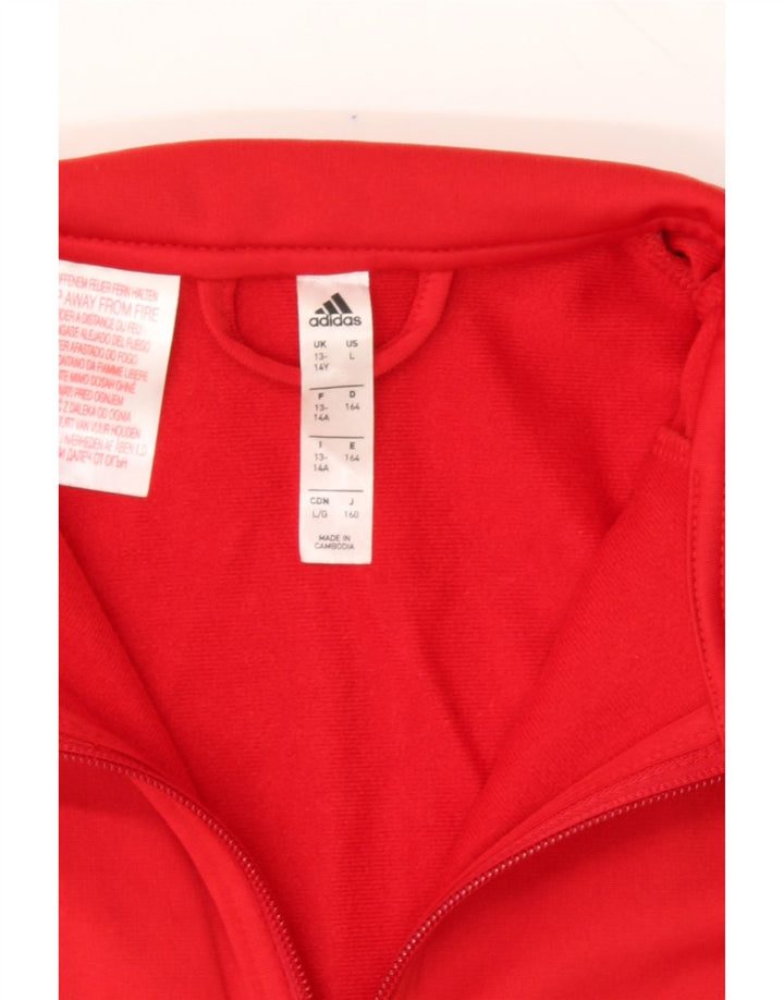 ADIDAS Boys Tracksuit Top Jacket 13-14 Years Red Polyester Vintage Adidas and Second-Hand Adidas from Messina Hembry 