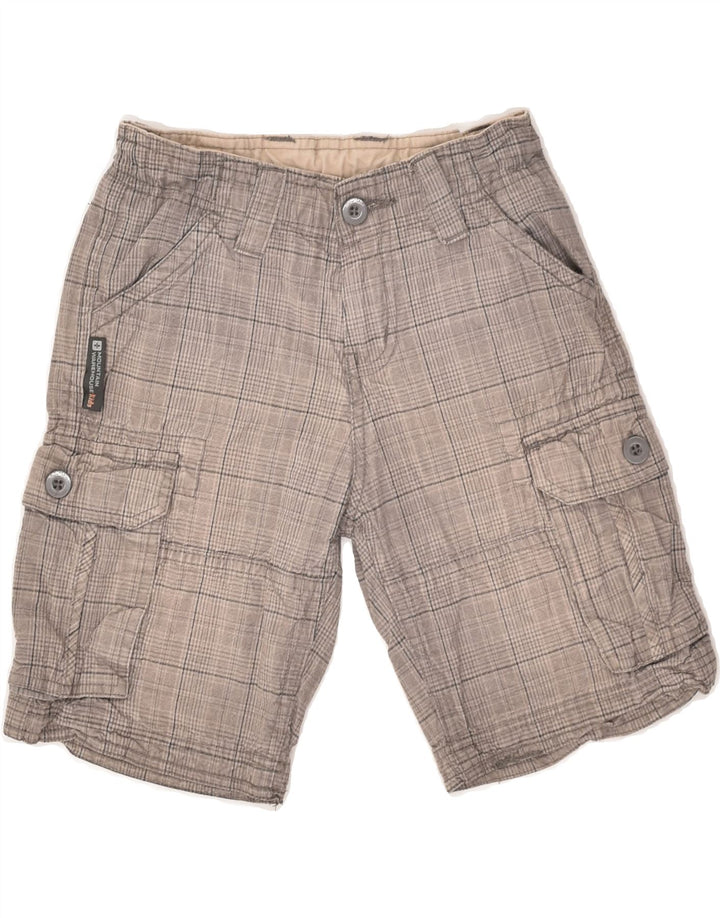 MOUNTAIN WAREHOUSE Kargo kratke hlače za dječake 7-8 godina W22 sivi karirani pamuk