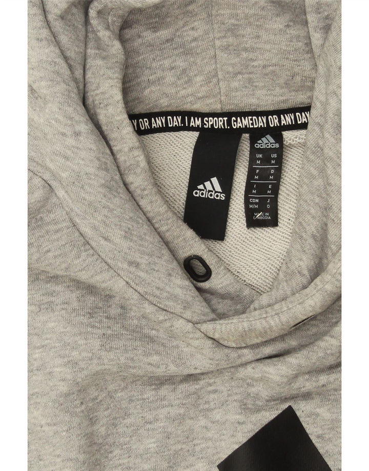 ADIDAS Mens Graphic Hoodie Jumper Medium Grey Cotton Vintage Adidas and Second-Hand Adidas from Messina Hembry 
