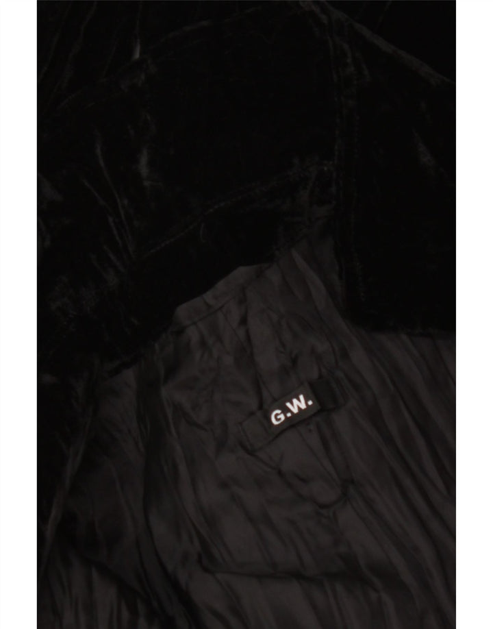 VINTAGE ženska baršunasta jakna s 3 gumba UK 18 XL crna cvjetna