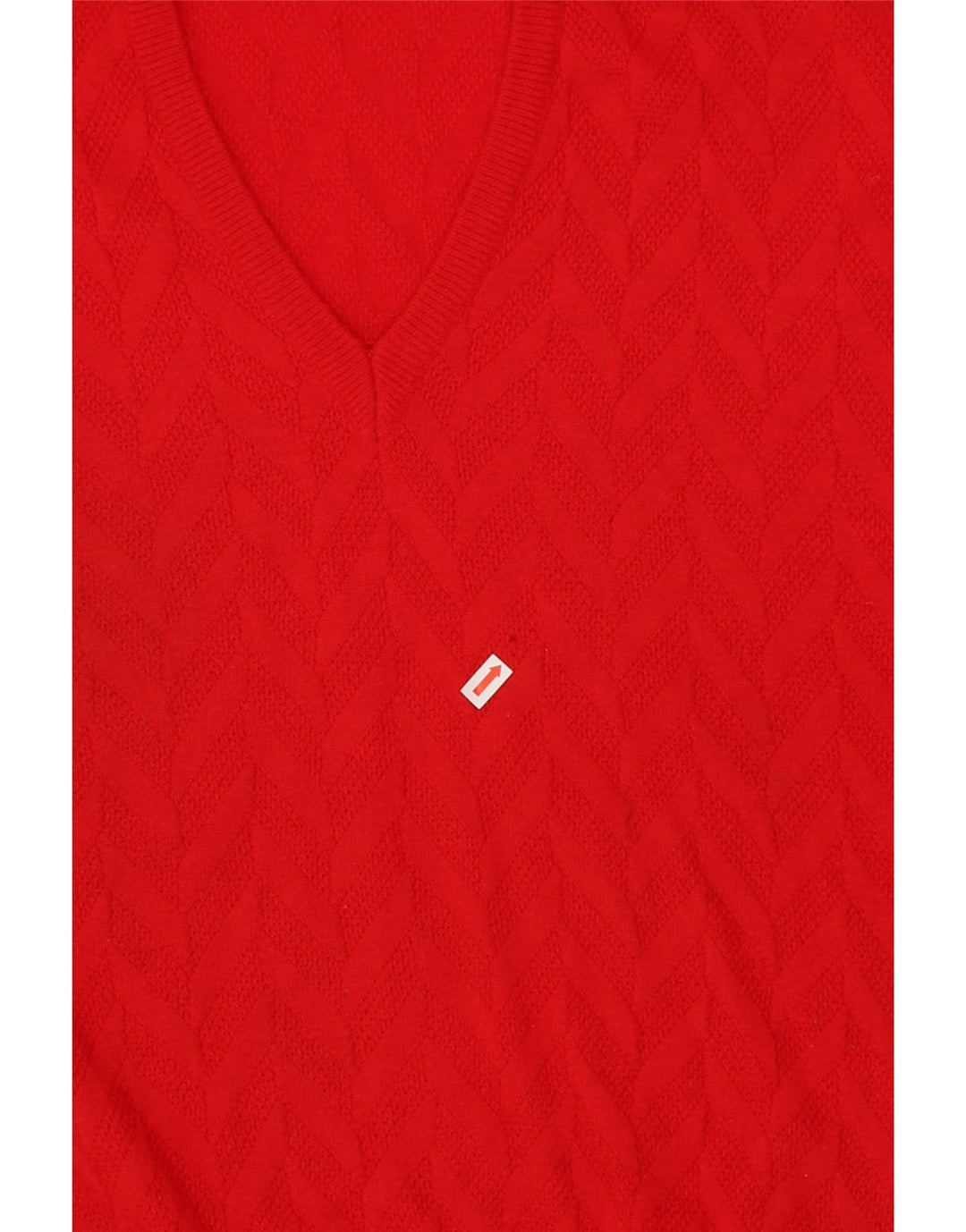 VINTAGE Womens V-Neck Jumper Sweater IT 48 XL Red Wool Vintage Vintage and Second-Hand Vintage from Messina Hembry 