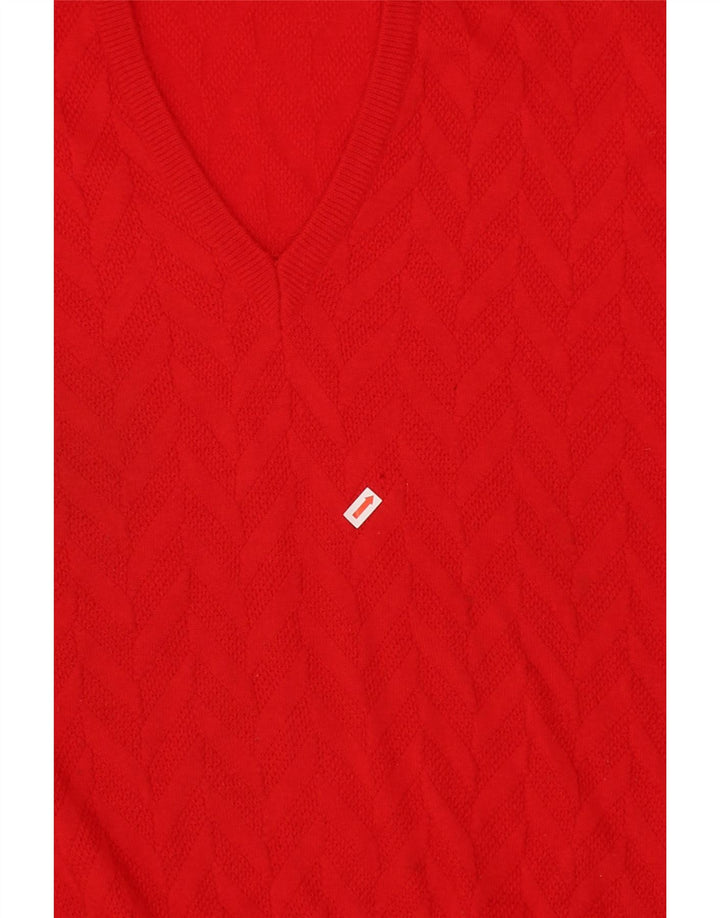 VINTAGE Womens V-Neck Jumper Sweater IT 48 XL Red Wool Vintage Vintage and Second-Hand Vintage from Messina Hembry 