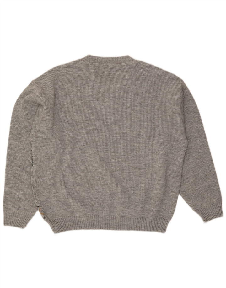 VINTAGE muški džemper s V-izrezom UK 46/48 2XL Sivi Argyle/Diamond