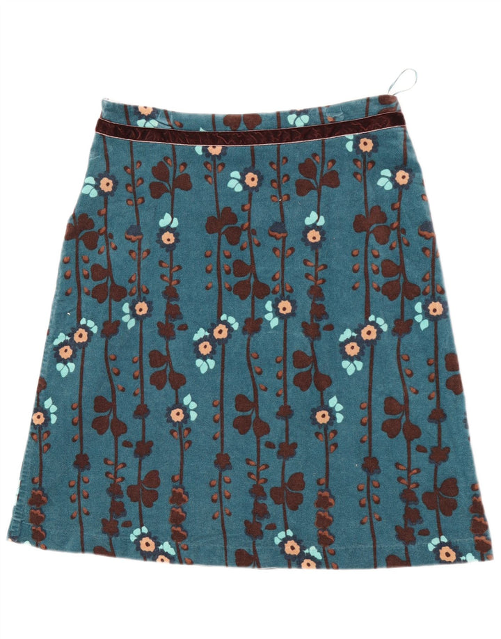 Bijela ženska suknja A-kroja UK 12 Srednja W30 Plava cvjetna