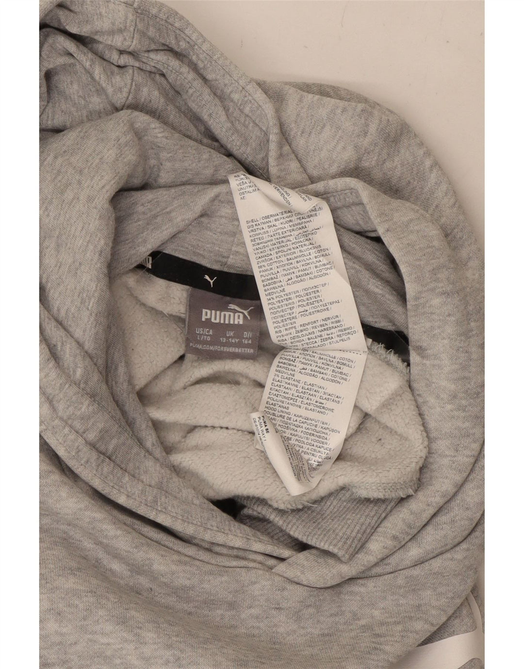 PUMA majica s kapuljačom s grafičkim motivima 13-14 godina, sivi pamuk