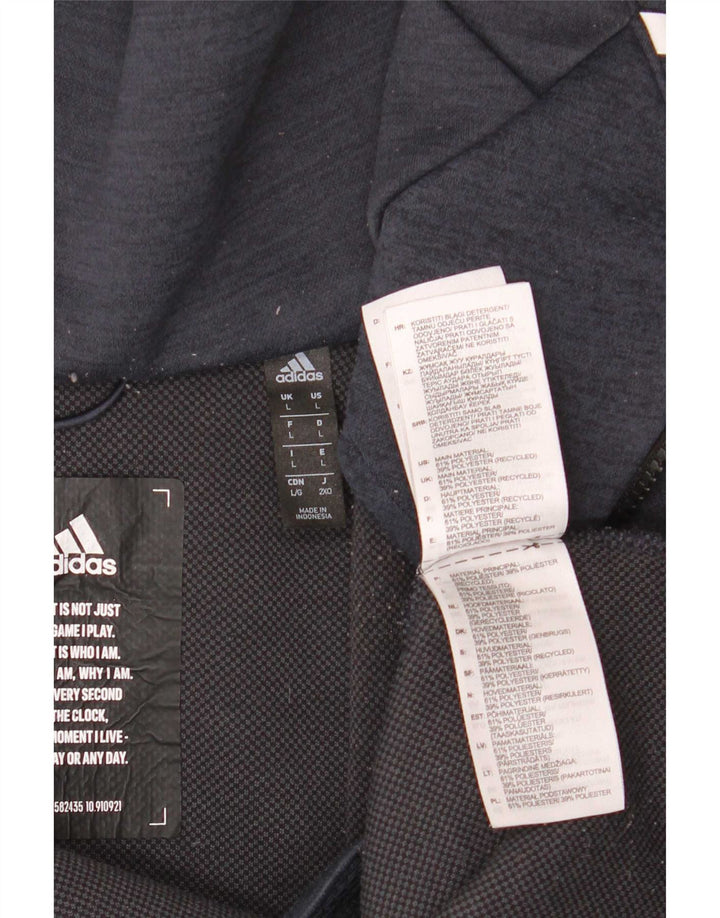 Velika muška trenirka s kapuljačom, tamnoplava poliesterska jakna Adidas
