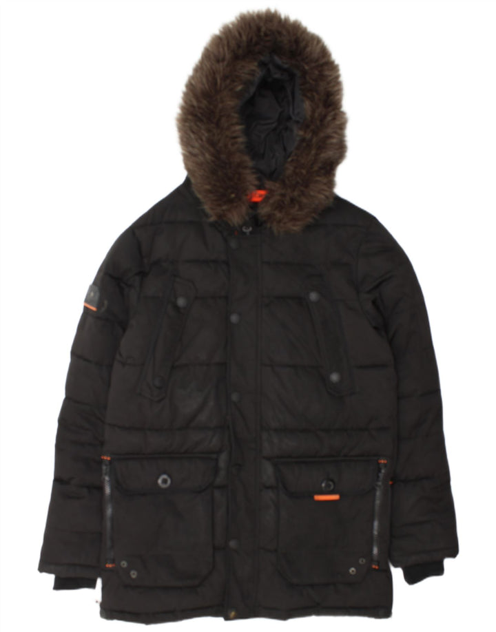 Superdry muška podstavljena jakna s kapuljačom UK 38 srednji crni poliester