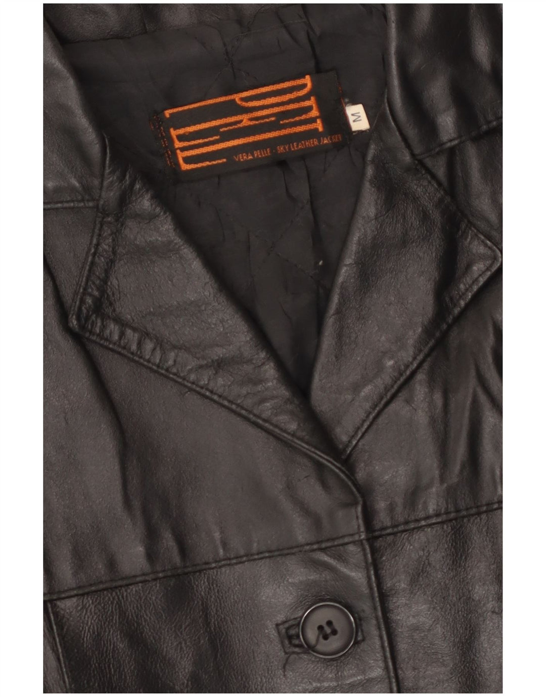 Vintage ženska kožna jakna UK 14 srednje crna koža