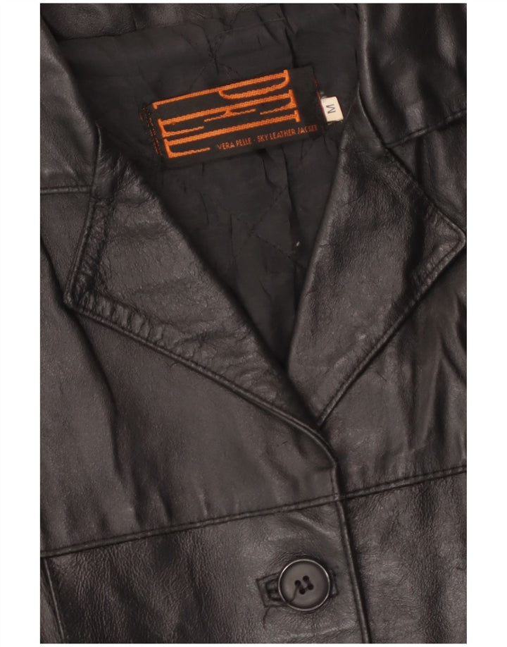 Vintage ženska kožna jakna UK 14 srednje crna koža