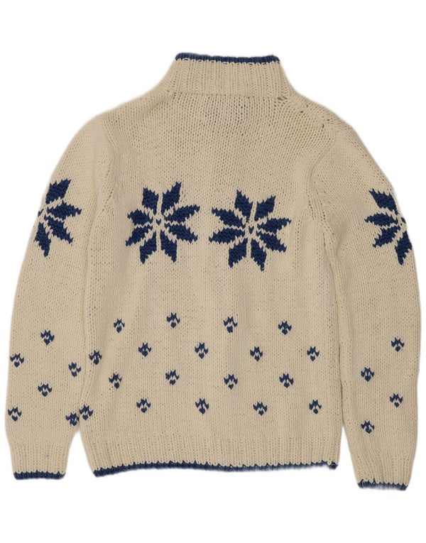 Marlboro Classics Mens Cardigan Sweater Medium Off White Fair Isle Retro