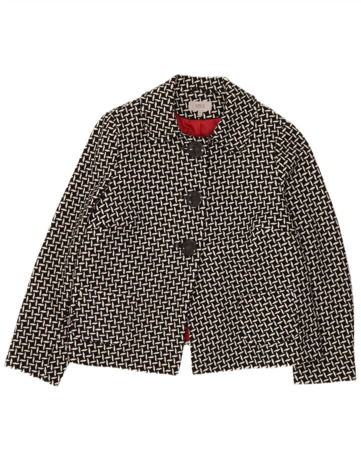 Marks & Spencer ženski sako s 3 gumba UK 16 Veliki crni geometrijski