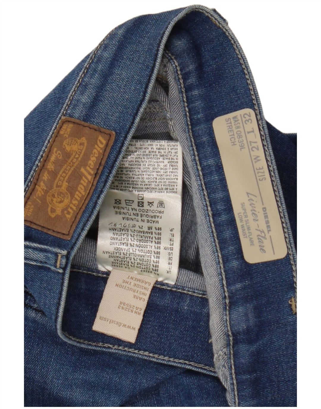 DIESEL Ženske super uske lepršave traperice Livier-flare niskog struka W27 L32 Plava