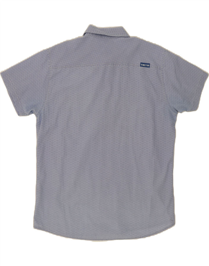 FISHBONE Mens Short Sleeve Shirt XL Blue Geometric Polyester Vintage Fishbone and Second-Hand Fishbone from Messina Hembry 