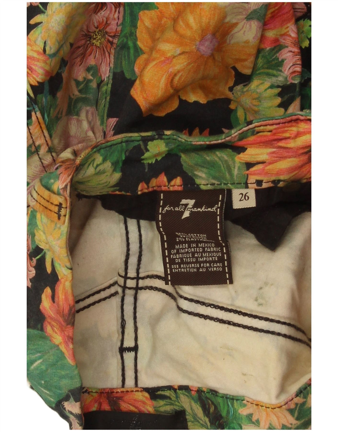 7 ZA CIJELO ČOVJEČANSTVO Ženske skraćene traperice W26 L24 Raznobojni cvjetni